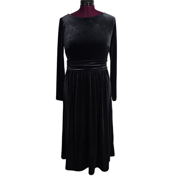 Women's Boden "Lois" Navy Blue Velvet Midi Party Holiday Dress | Size 8 - Picture 1 of 12